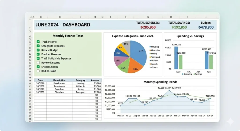 money habit tracking list dashboard